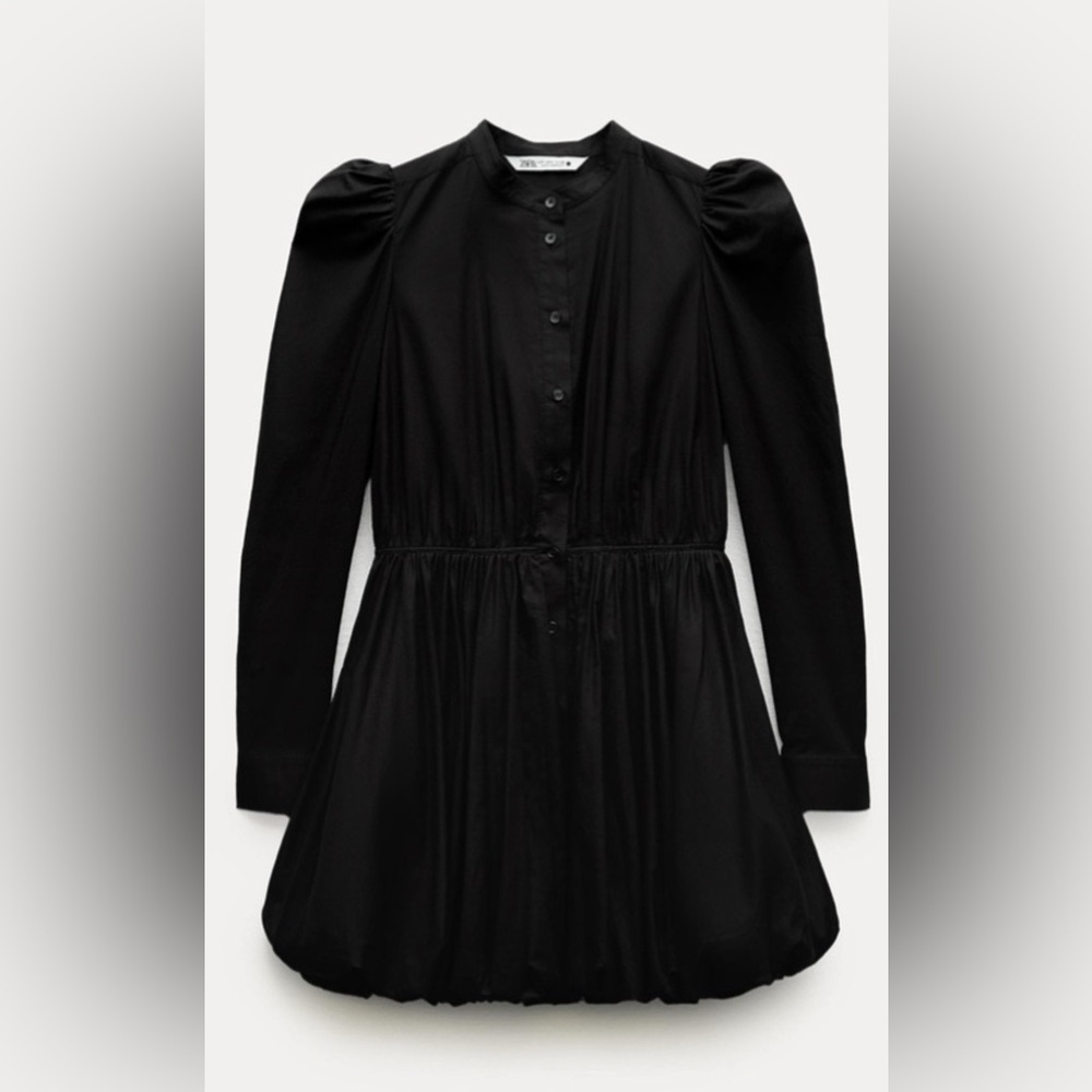 Black Button-Up Balloon Dress